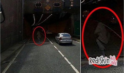 Фото призрака в туннеле, сделанное из кабины грузовика